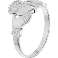 Olas d'Oro - 14K White Gold High-Polished Claddagh Ring for Men