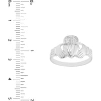 Olas d'Oro - 14K White Gold High-Polished Claddagh Ring for Men