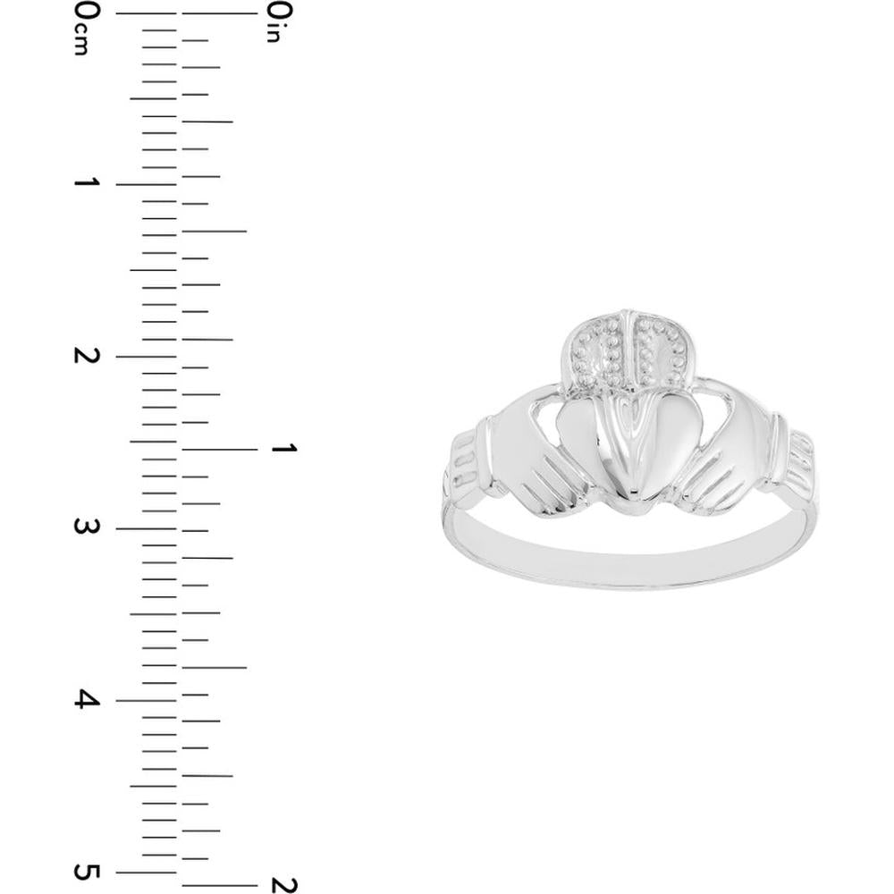 Olas d'Oro - 14K White Gold High-Polished Claddagh Ring for Men