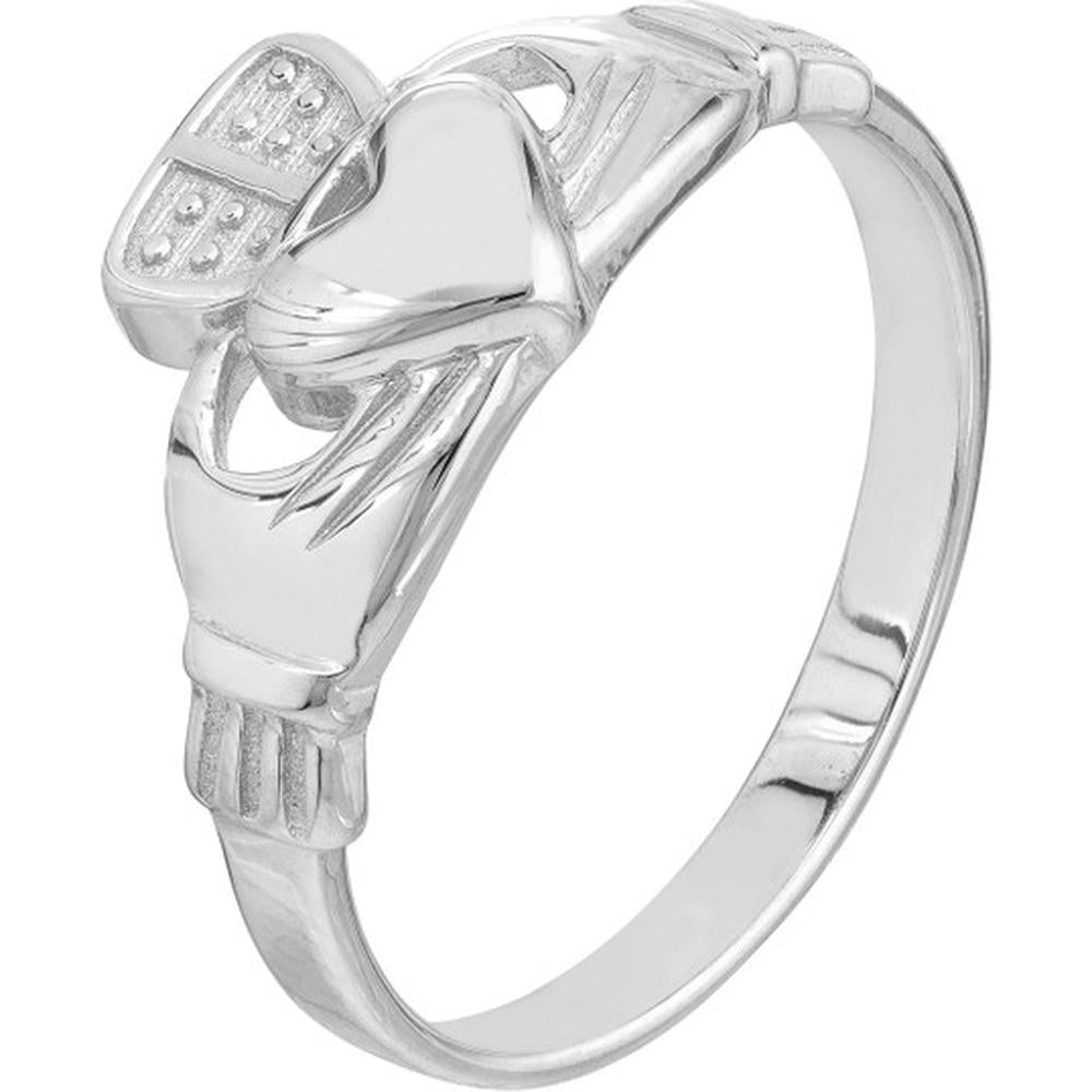 Olas d'Oro - 14K White Gold High-Polished Claddagh Ring for Women - Timeless Symbol of Love and Loyalty