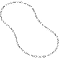 Olas d'Oro - 14K White Gold Hollow Rolo Chain Bracelet with Lobster Lock - 7.25"