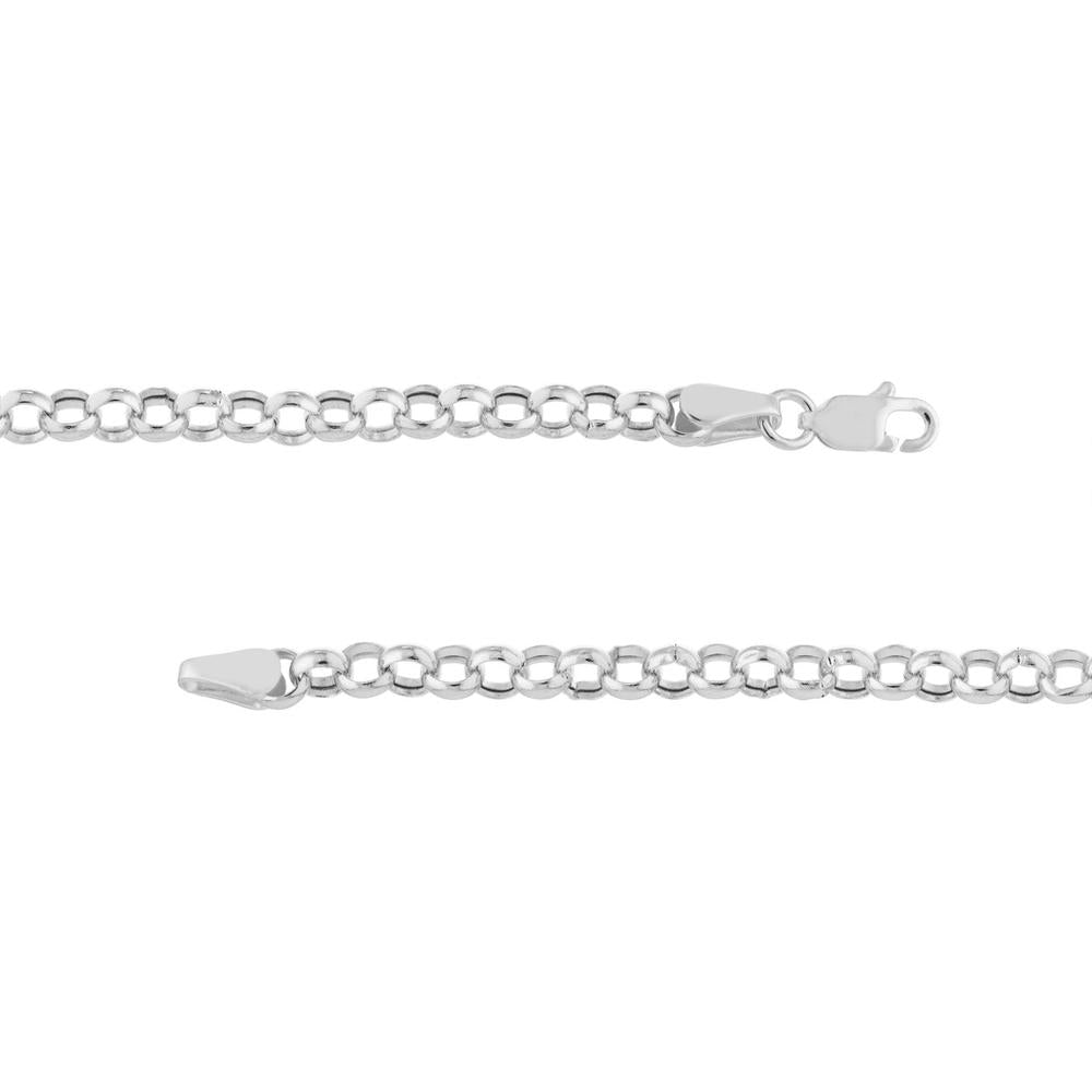 Olas d'Oro - 14K White Gold Hollow Rolo Chain Bracelet with Lobster Lock - 7.25"