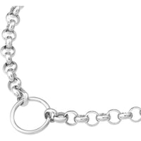 Olas d'Oro - 14K White Gold Hollow Rolo Chain Necklace with Charm-Ready Open Ring - 6.50 Grams
