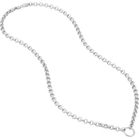 Olas d'Oro - 14K White Gold Hollow Rolo Chain Necklace with Charm-Ready Open Ring - 6.50 Grams