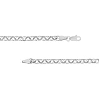 Olas d'Oro - 14K White Gold Hollow Rolo Chain Necklace with Charm-Ready Open Ring - 6.50 Grams
