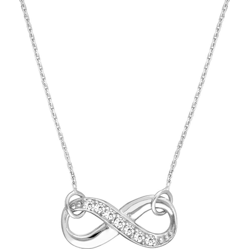 Olas d'Oro - 14K White Gold Infinity Necklace with 1/15 Total Carat Weight Diamond  Timeless Gift for Her
