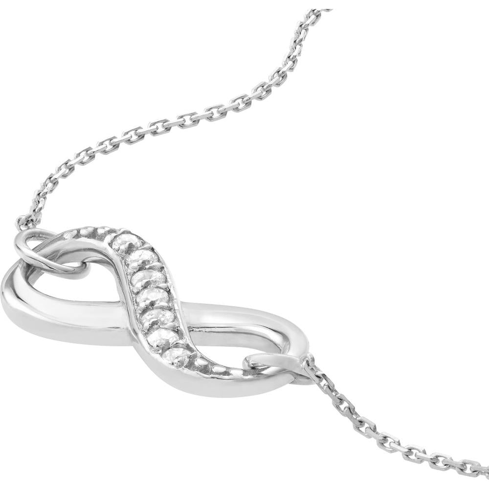 Olas d'Oro - 14K White Gold Infinity Necklace with 1/15 Total Carat Weight Diamond  Timeless Gift for Her