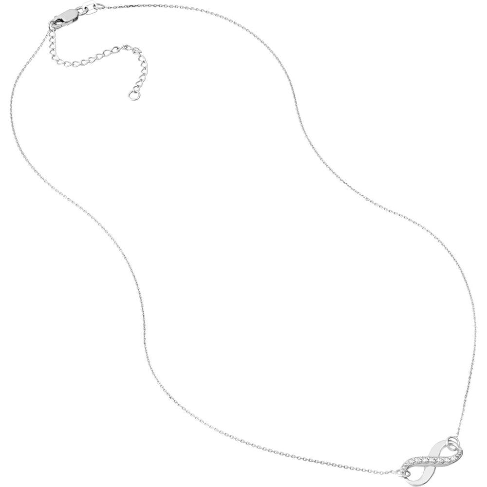 Olas d'Oro - 14K White Gold Infinity Necklace with 1/15 Total Carat Weight Diamond  Timeless Gift for Her