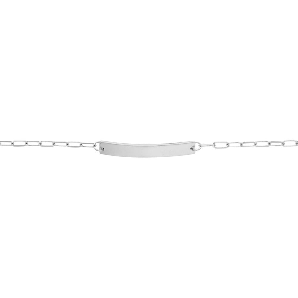 Olas d'Oro - 14K White Gold Kid ID Bracelet with Diamond-Cut Long Anchor Chain