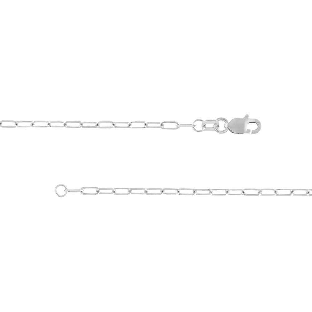 Olas d'Oro - 14K White Gold Kid ID Bracelet with Diamond-Cut Long Anchor Chain
