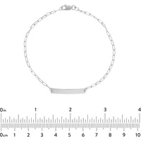 Olas d'Oro - 14K White Gold Kid ID Bracelet with Diamond-Cut Long Anchor Chain