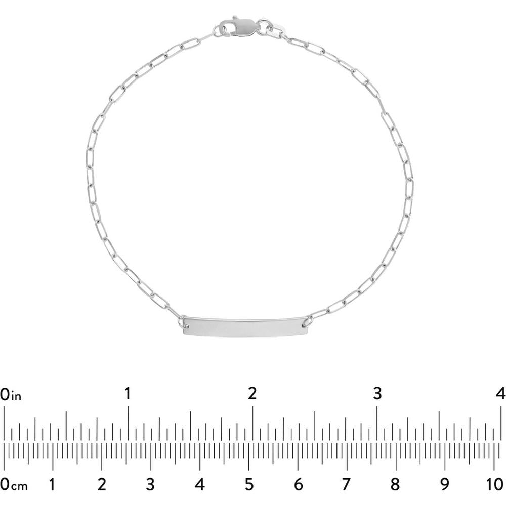Olas d'Oro - 14K White Gold Kid ID Bracelet with Diamond-Cut Long Anchor Chain