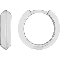Olas d'Oro - 14K White Gold Knife Edge Polished Mini Huggie Hoop Earrings - 13.50mm Diameter