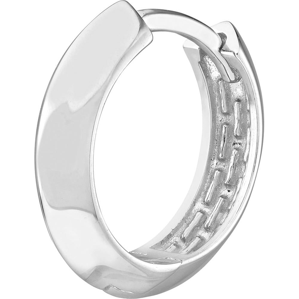 Olas d'Oro - 14K White Gold Knife Edge Polished Mini Huggie Hoop Earrings - 13.50mm Diameter