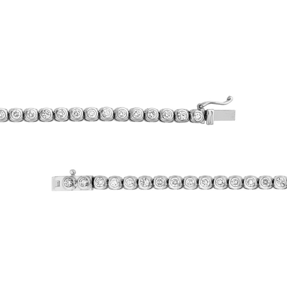 Olas d'Oro - 14K White Gold Large Bezel Set Diamond Tennis Necklace - 7.10 Carat Total Diamond Weight