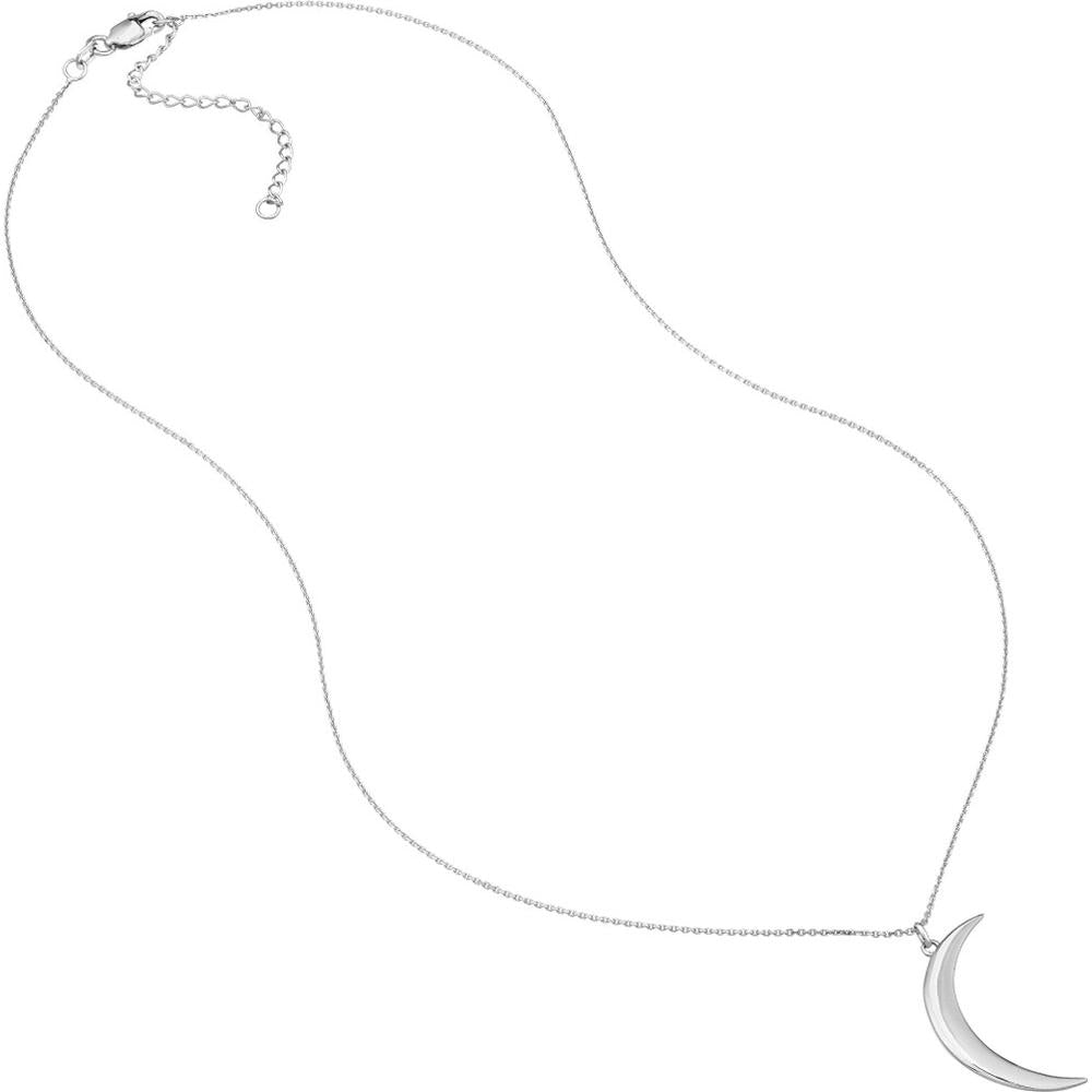 Olas d'Oro - 14K White Gold Large Crescent Moon Pendant Necklace