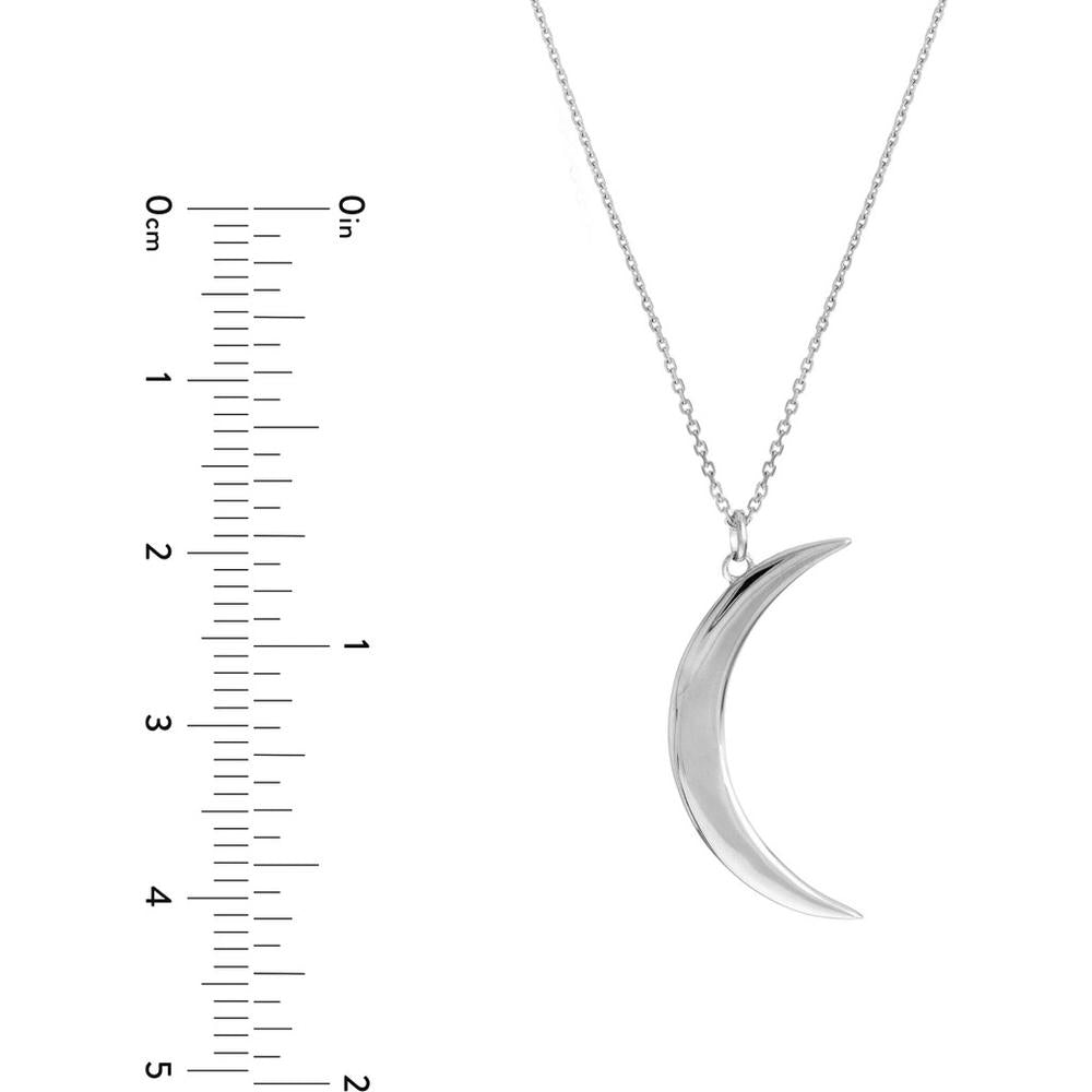 Olas d'Oro - 14K White Gold Large Crescent Moon Pendant Necklace