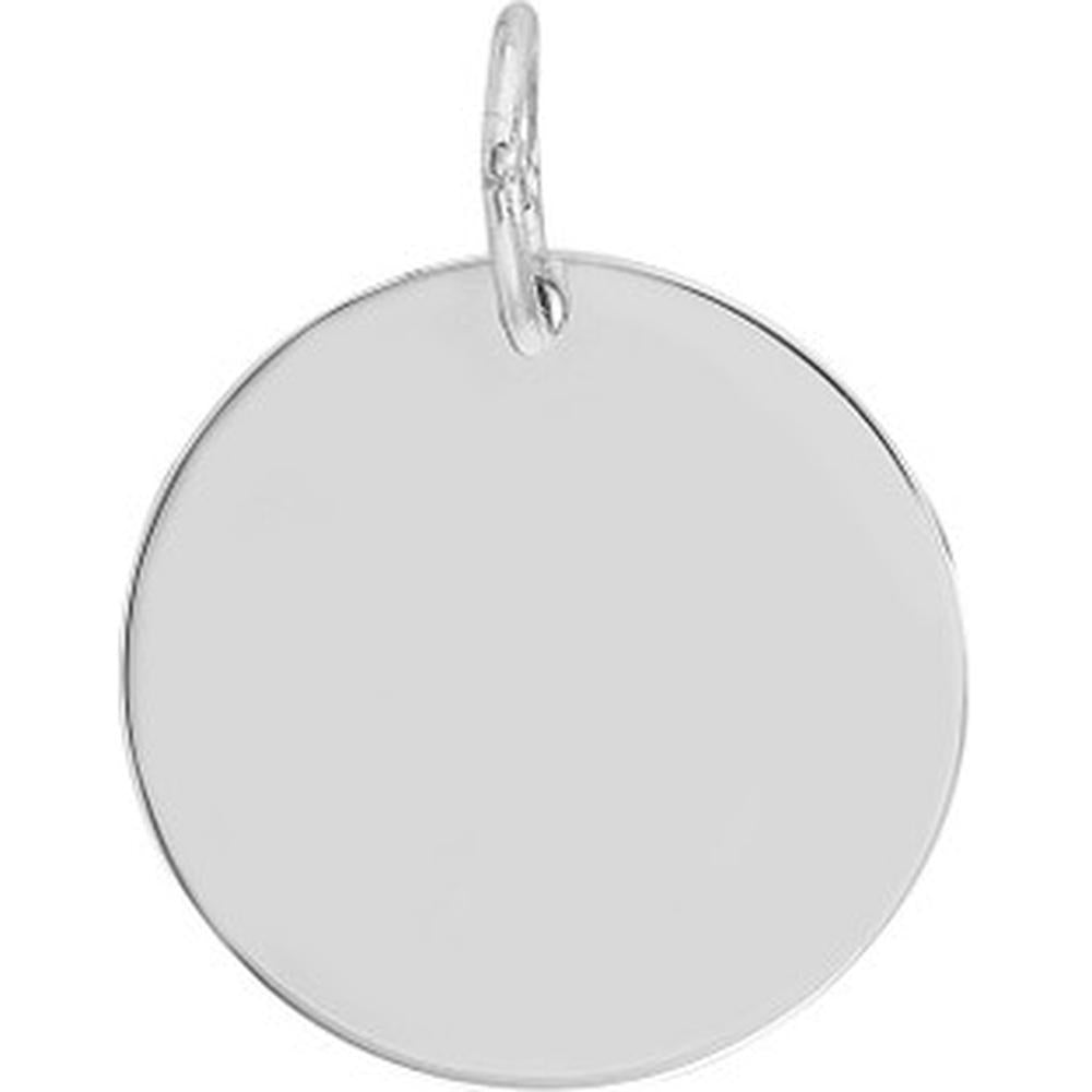 Olas d'Oro - 14K White Gold Large Disk Engravable Charm - 1.95g