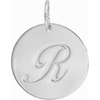 Olas d'Oro - 14K White Gold Large Disk Engravable Charm - 1.95g