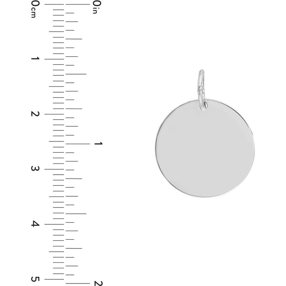 Olas d'Oro - 14K White Gold Large Disk Engravable Charm - 1.95g