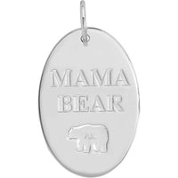 Olas d'Oro - 14K White Gold Large Oval Engravable Charm Pendant - 3.10g
