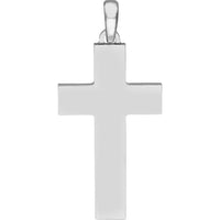Olas d'Oro - 14K White Gold Large Plain Flat Polished Cross Pendant - 4.95g