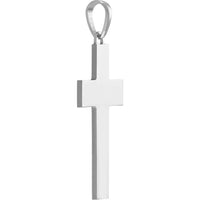Olas d'Oro - 14K White Gold Large Plain Flat Polished Cross Pendant - 4.95g