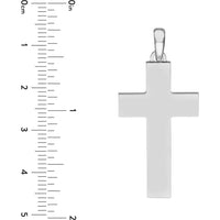 Olas d'Oro - 14K White Gold Large Plain Flat Polished Cross Pendant - 4.95g
