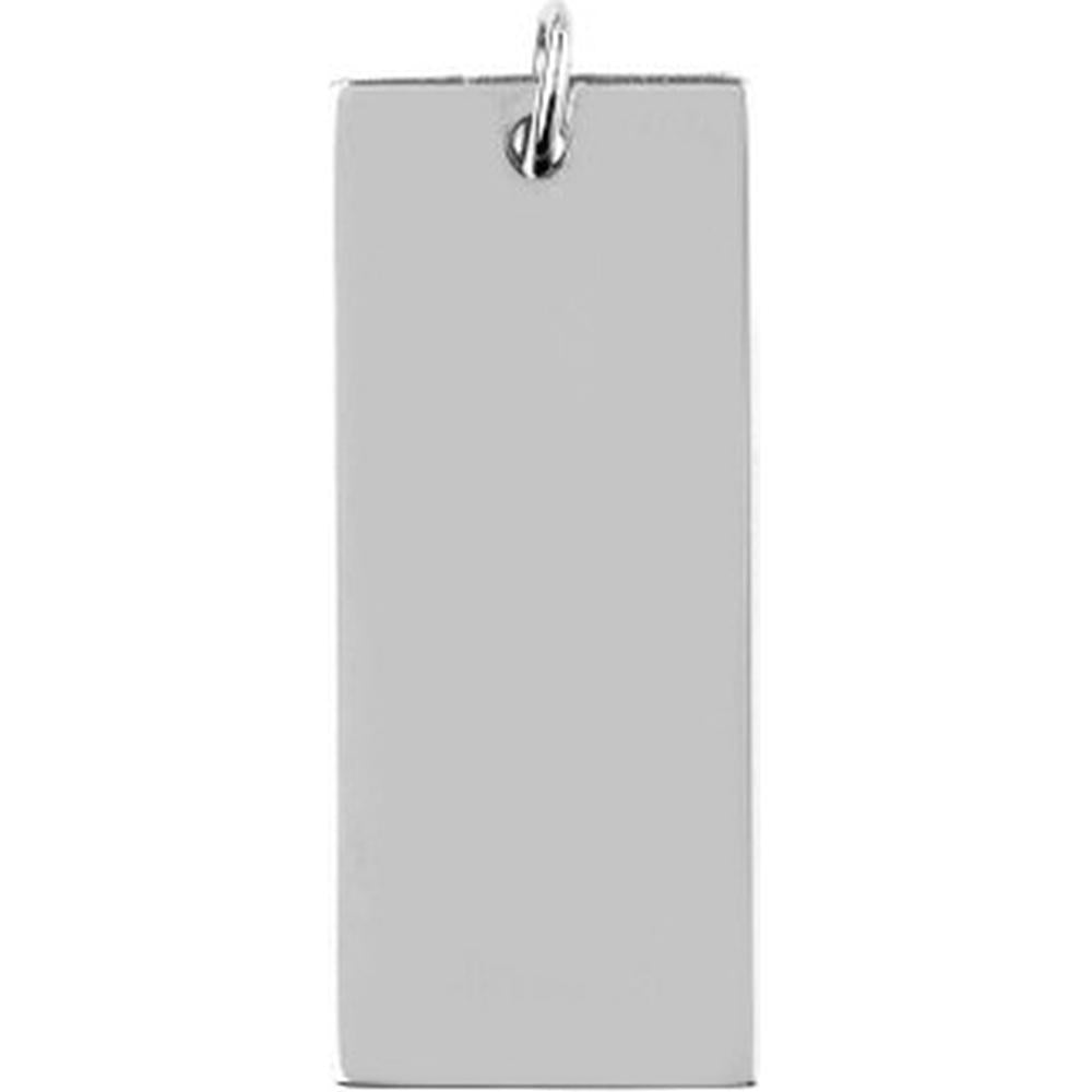 Olas d'Oro - 14K White Gold Large Rectangular Engravable Charm - 3.10g