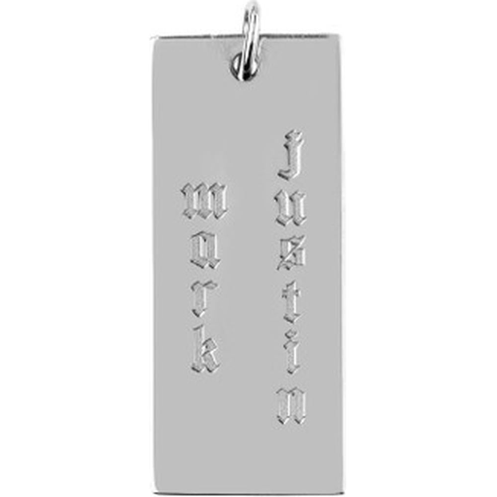 Olas d'Oro - 14K White Gold Large Rectangular Engravable Charm - 3.10g