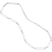 Olas d'Oro - 14K White Gold Long Link Cable Chain Necklace - 21.51 Grams Weight