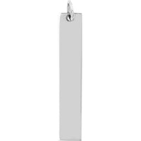 Olas d'Oro - 14K White Gold Long Vertical Bar Engravable Pendant Charm - 2.00g