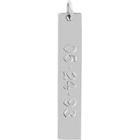 Olas d'Oro - 14K White Gold Long Vertical Bar Engravable Pendant Charm - 2.00g