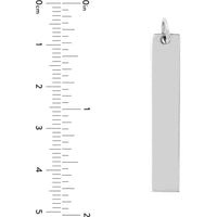 Olas d'Oro - 14K White Gold Long Vertical Bar Engravable Pendant Charm - 2.00g