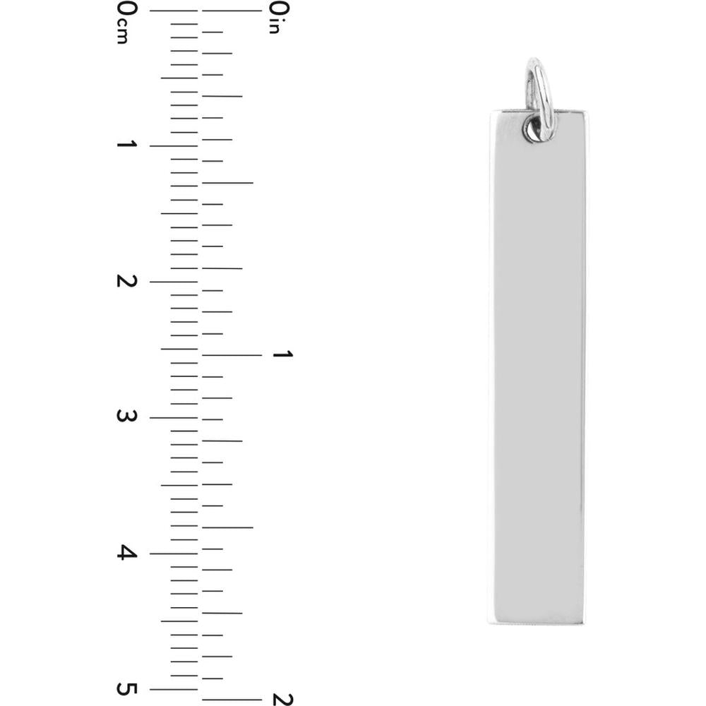 Olas d'Oro - 14K White Gold Long Vertical Bar Engravable Pendant Charm - 2.00g