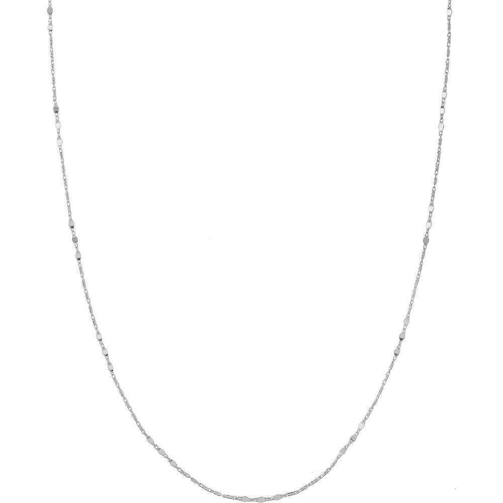 Olas d'Oro - 14K White Gold Lumicina Chain Necklace with Flat Disc Stations - 18'' Length