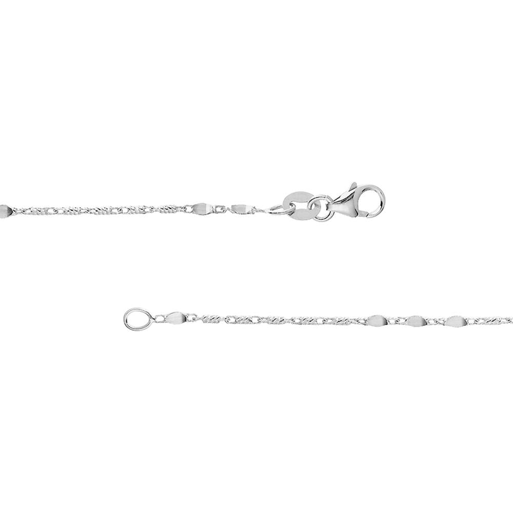 Olas d'Oro - 14K White Gold Lumicina Chain with Flat Disc Stations - 16" Necklace