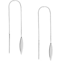 Olas d'Oro - 14K White Gold Marquise Threader Earrings - Elegant Minimalist Design
