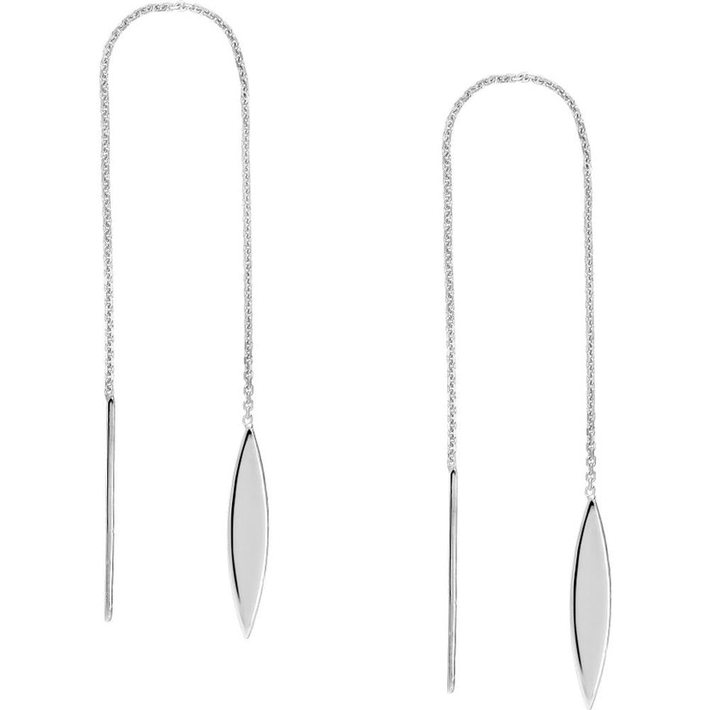 Olas d'Oro - 14K White Gold Marquise Threader Earrings - Elegant Minimalist Design