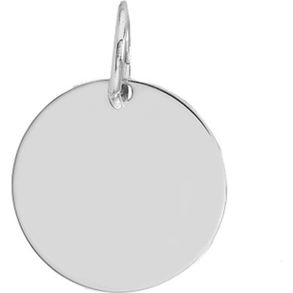 Olas d'Oro - 14K White Gold Medium Disk Engravable Charm - 1.40g Total Weight