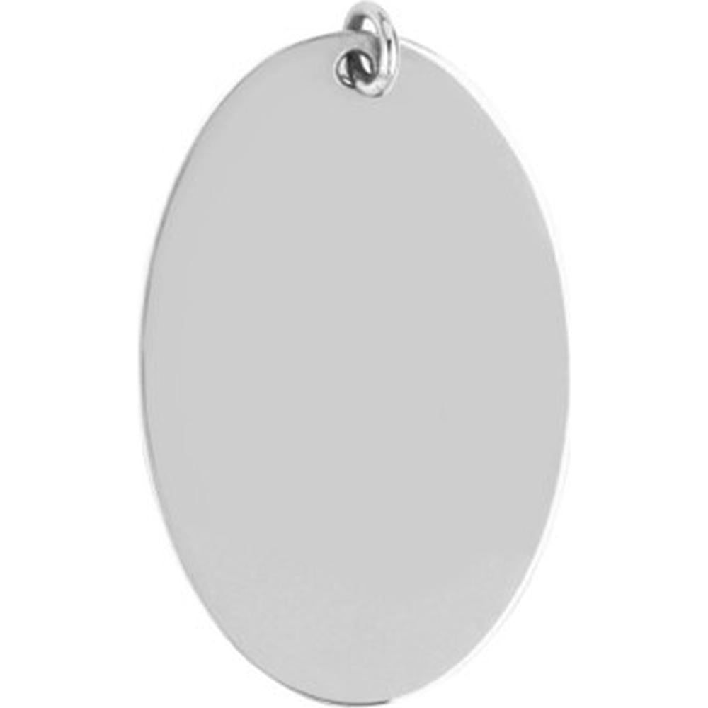 Olas d'Oro - 14K White Gold Medium Oval Engravable Charm - 2.70g