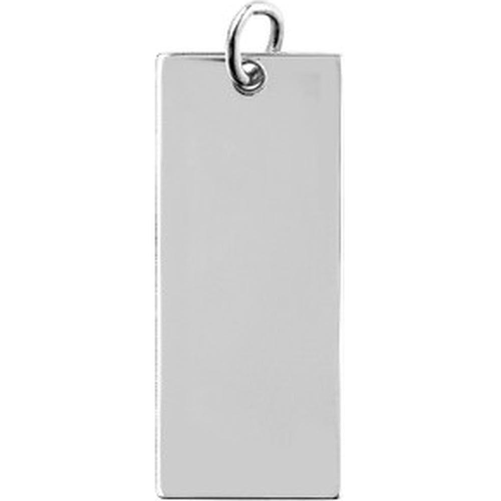 Olas d'Oro - 14K White Gold Medium Rectangular Engravable Charm - 25x10.60mm