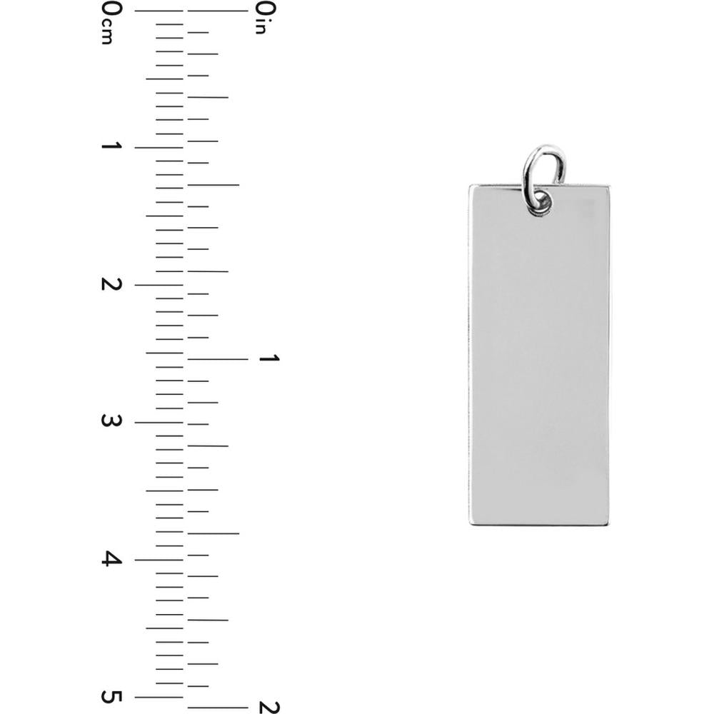 Olas d'Oro - 14K White Gold Medium Rectangular Engravable Charm - 25x10.60mm