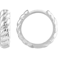 Olas d'Oro - 14K White Gold Medium Ribbed Polished Hoops - 2.30g