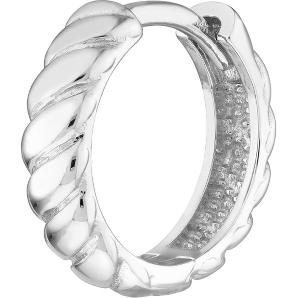 Olas d'Oro - 14K White Gold Medium Ribbed Polished Hoops - 2.30g