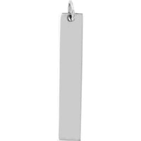 Olas d'Oro - 14K White Gold Medium Vertical Bar Engravable Charm - 1.5g
