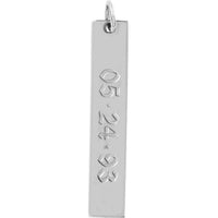 Olas d'Oro - 14K White Gold Medium Vertical Bar Engravable Charm - 1.5g