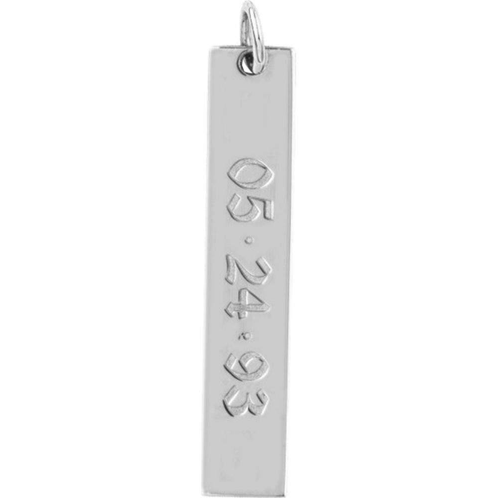 Olas d'Oro - 14K White Gold Medium Vertical Bar Engravable Charm - 1.5g