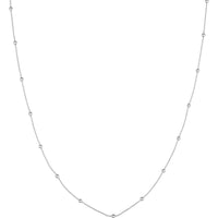 Olas d'Oro - 14K White Gold Mini Ball Station Bead Chain Necklace - 24" Length, 2.05g