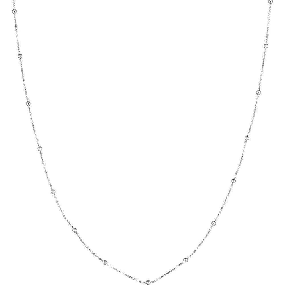 Olas d'Oro - 14K White Gold Mini Ball Station Bead Chain Necklace - 24" Length, 2.05g